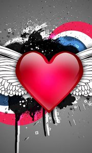 Preview wallpaper heart, wings, spots, colorful