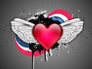 Preview wallpaper heart, wings, spots, colorful