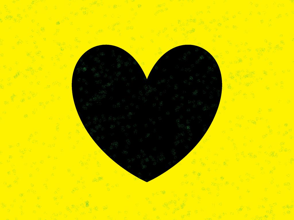 1024x768 Wallpaper heart, yellow, glitter, art