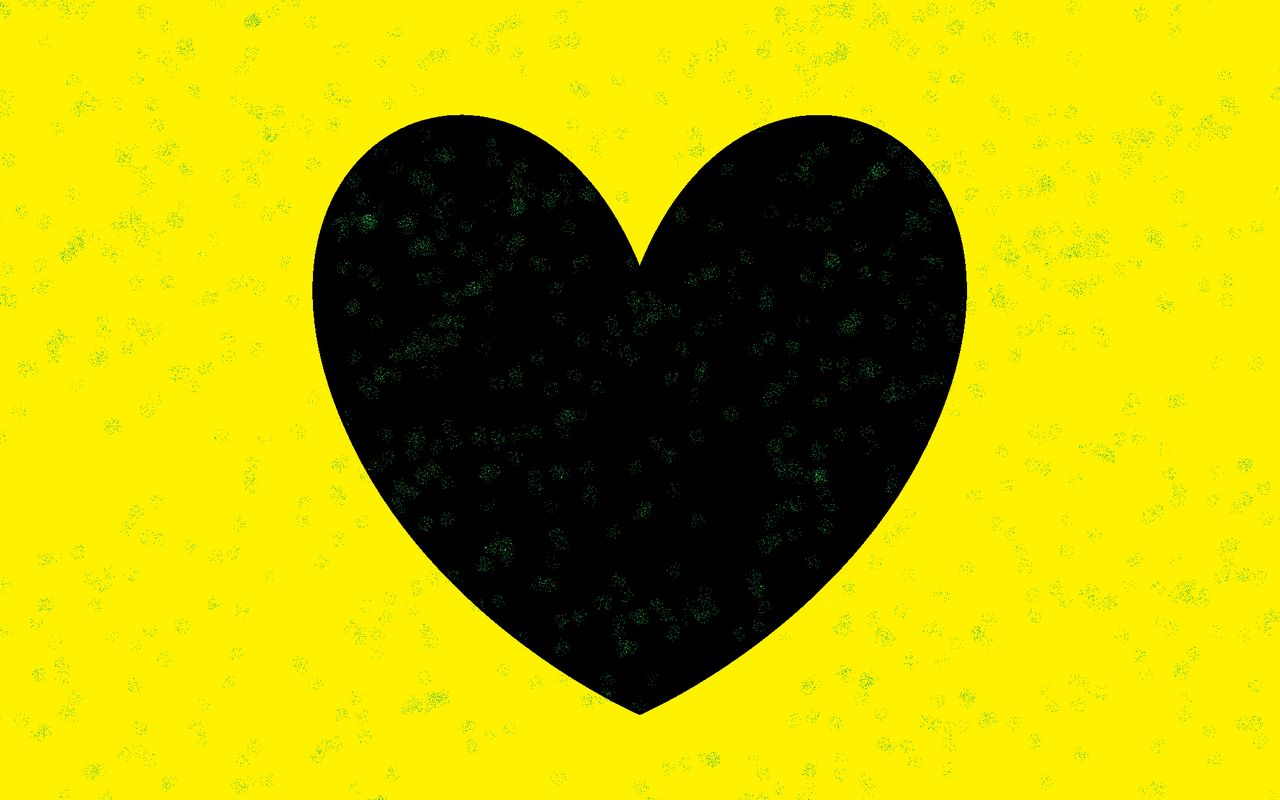 1280x800 Wallpaper heart, yellow, glitter, art