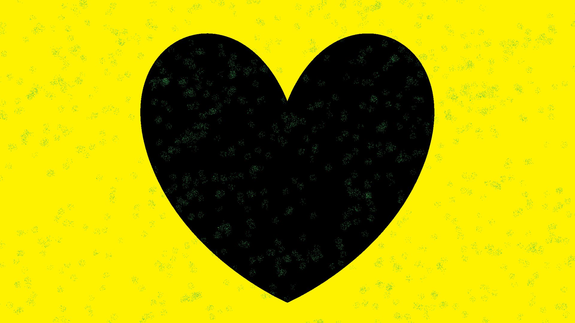 1920x1080 Wallpaper heart, yellow, glitter, art