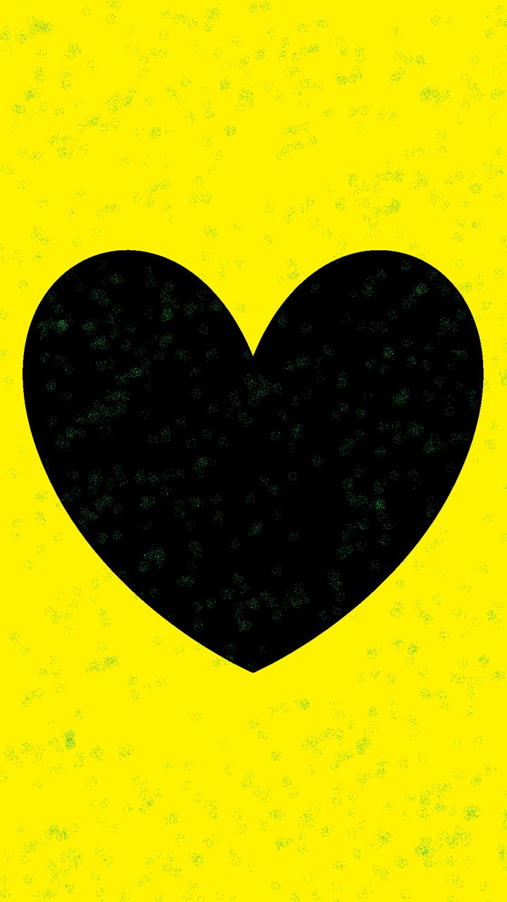 720x1280 Wallpaper heart, yellow, glitter, art