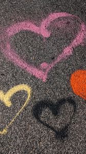 Preview wallpaper hearts, asphalt, paint, love