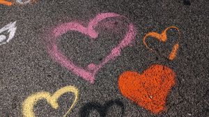 Preview wallpaper hearts, asphalt, paint, love