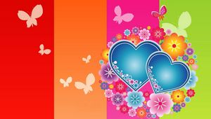 Preview wallpaper hearts, butterflies, colorful