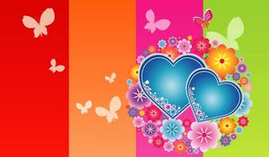 Preview wallpaper hearts, butterflies, colorful