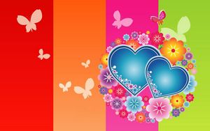 Preview wallpaper hearts, butterflies, colorful