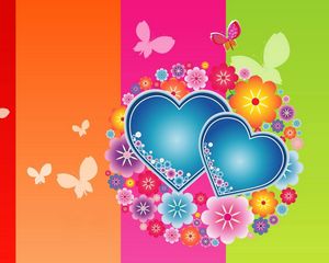 Preview wallpaper hearts, butterflies, colorful