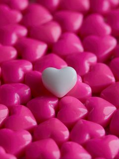 240x320 Wallpaper hearts, candy, macro, love