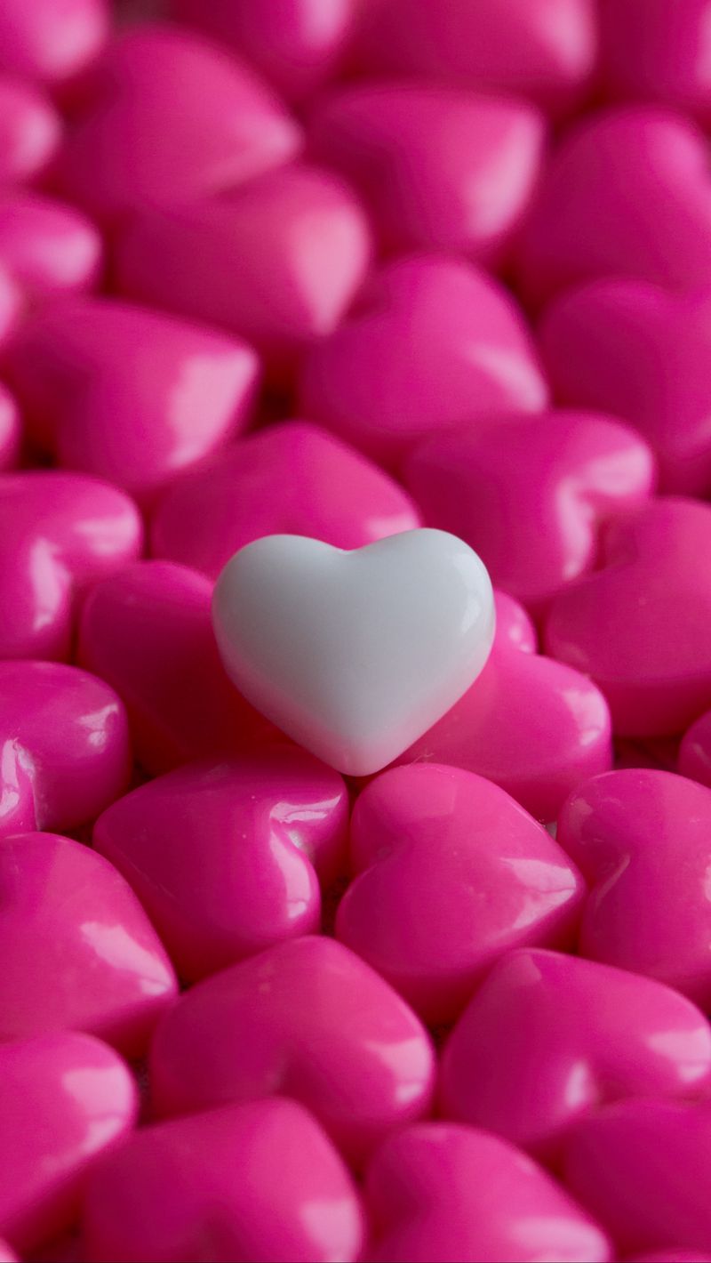 800x1420 Wallpaper hearts, candy, macro, love