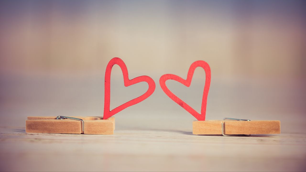 Wallpaper hearts, clothespins, macro, love