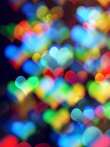 Preview wallpaper hearts, colorful, bokeh, abstraction