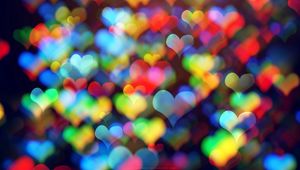 Preview wallpaper hearts, colorful, bokeh, abstraction