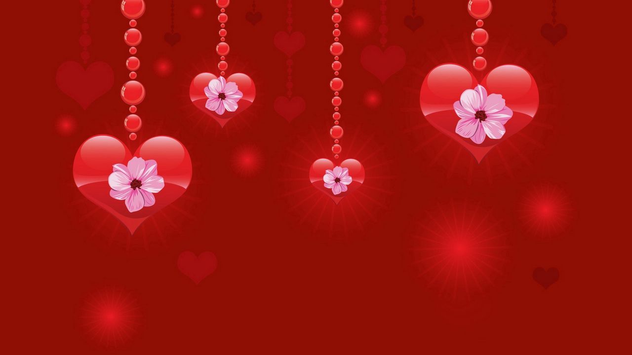 Wallpaper hearts, flowers, illustration, love