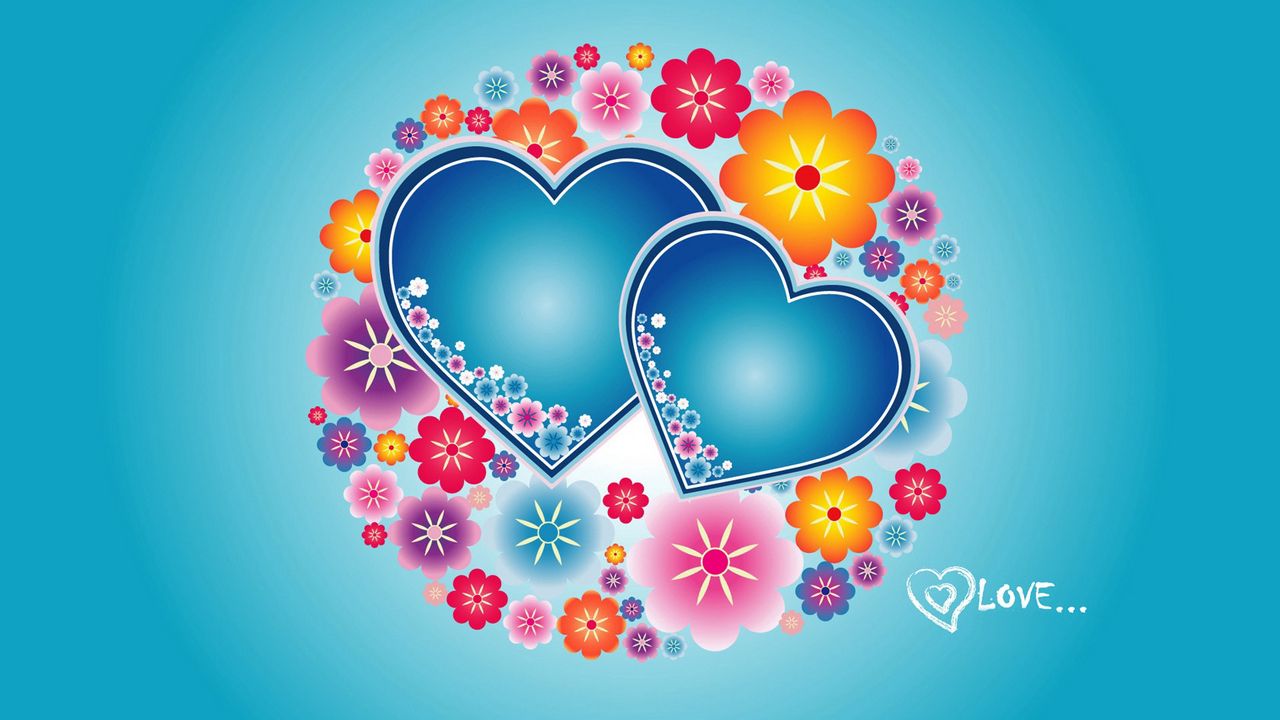 Wallpaper hearts, flowers, patterns, bright