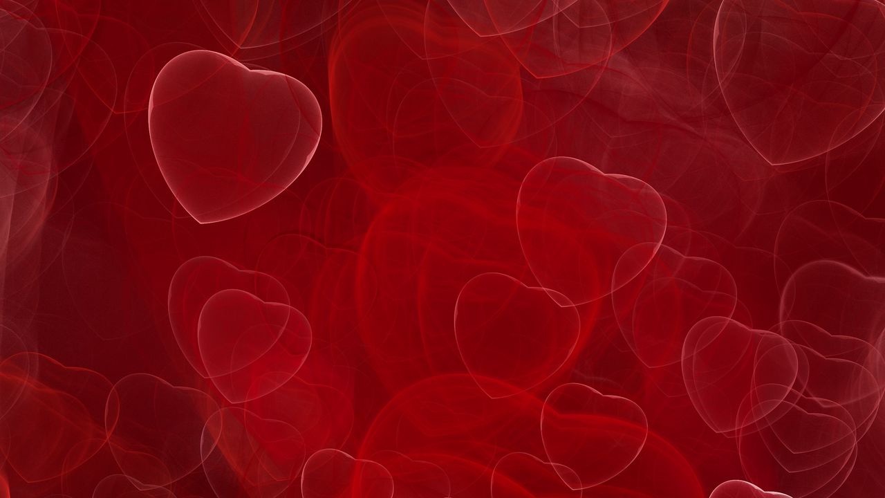 Wallpaper hearts, fractal, red, shine