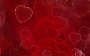 Preview wallpaper hearts, fractal, red, shine