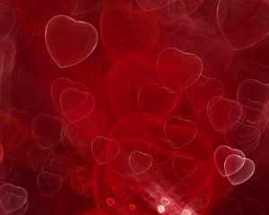 Preview wallpaper hearts, fractal, red, shine