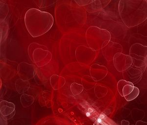 Preview wallpaper hearts, fractal, red, shine