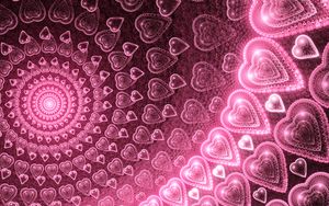 Preview wallpaper hearts, glow, circles, pattern, pink