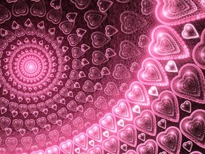 Preview wallpaper hearts, glow, circles, pattern, pink