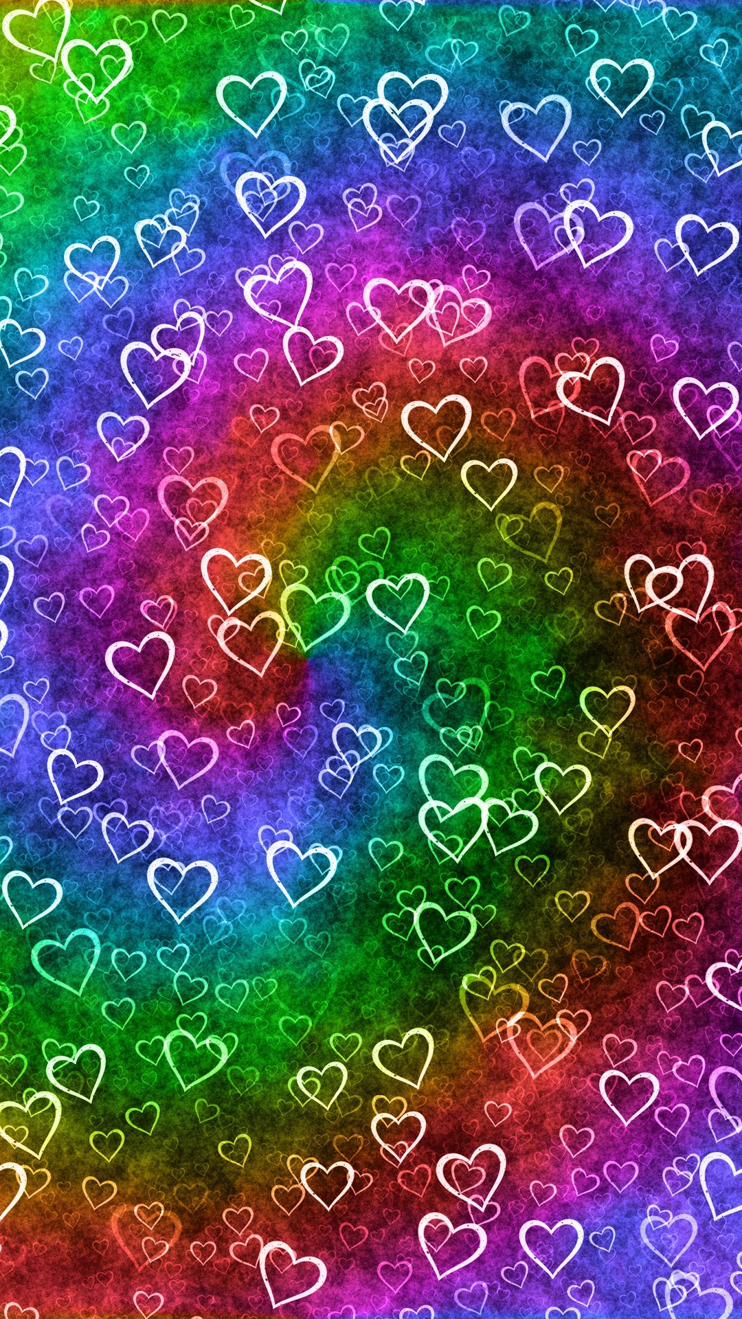 Download wallpaper 1080x1920 hearts, heart, patterns, rainbow, texture ...