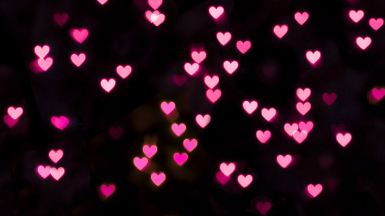 Wallpaper hearts, lights, glow, pink, love