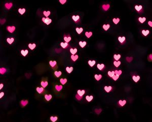 Preview wallpaper hearts, lights, glow, pink, love