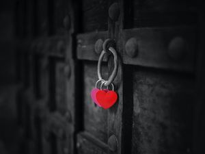 Preview wallpaper hearts, lock, gate, dark