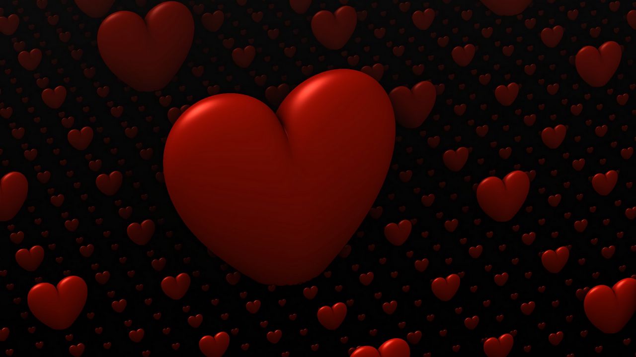 Wallpaper hearts, love, 3d, red