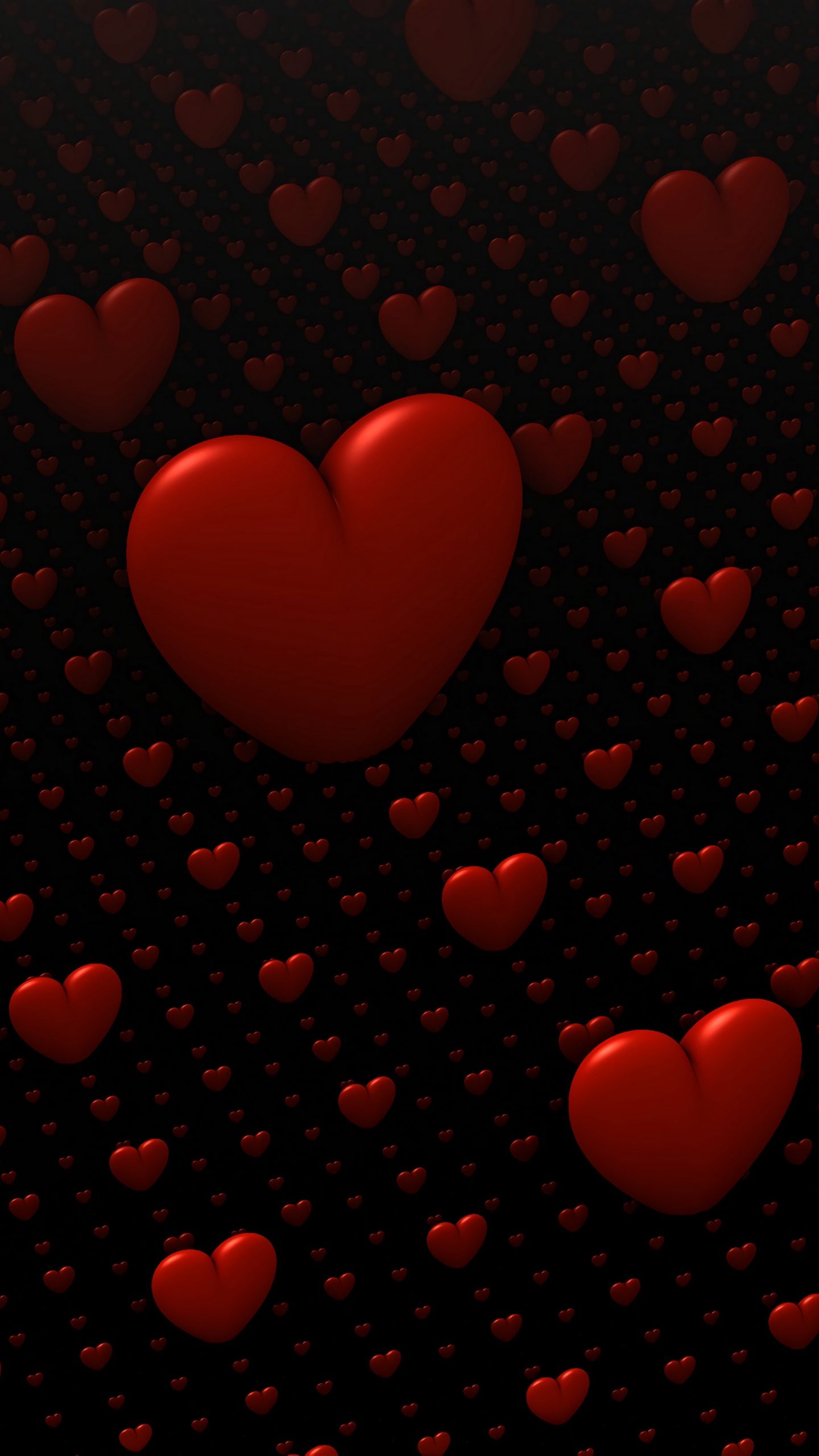 Download wallpaper 1440x2560 hearts, love, 3d, red qhd samsung galaxy s6,  s7, edge, note, lg g4 hd background
