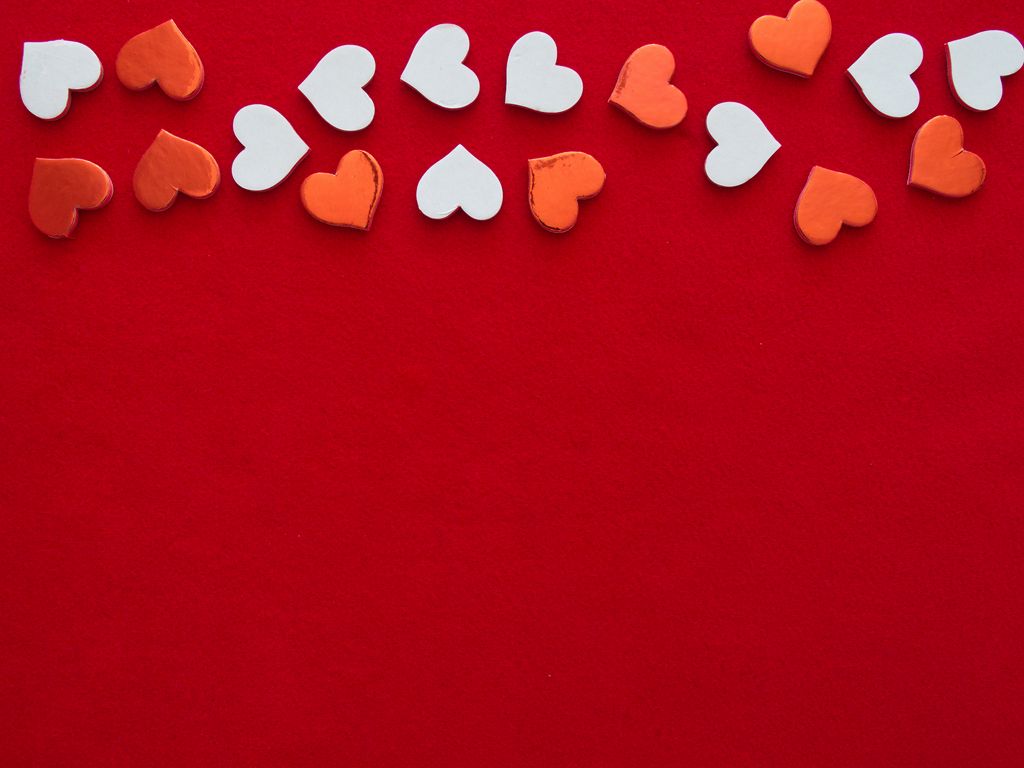 1024x768 Wallpaper hearts, love, background, white, red