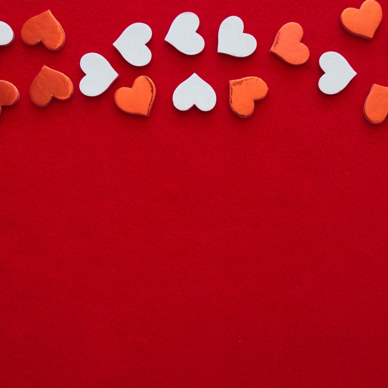 1280x1280 Wallpaper hearts, love, background, white, red