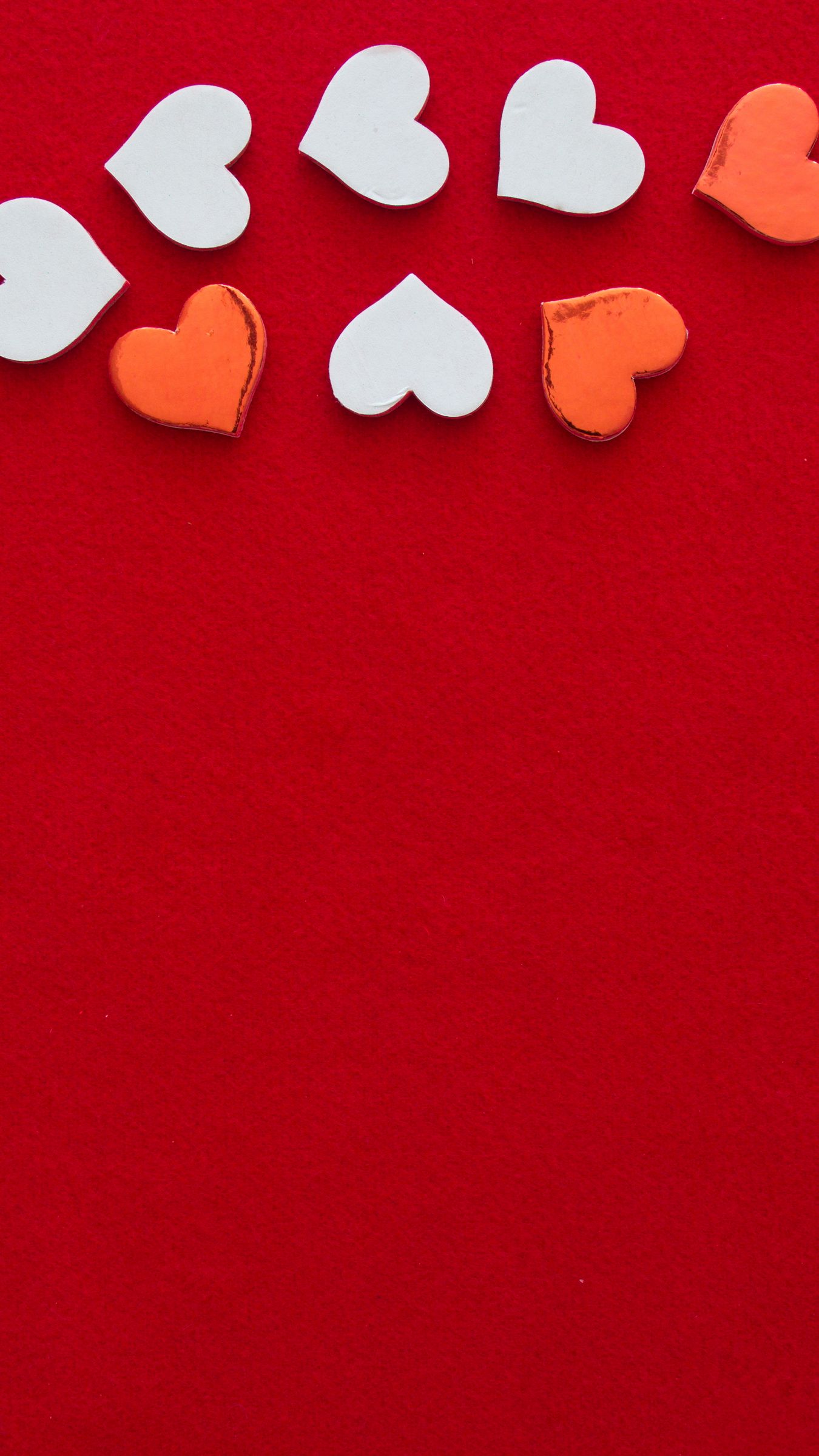 1350x2400 Wallpaper hearts, love, background, white, red