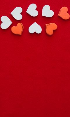 240x400 Wallpaper hearts, love, background, white, red