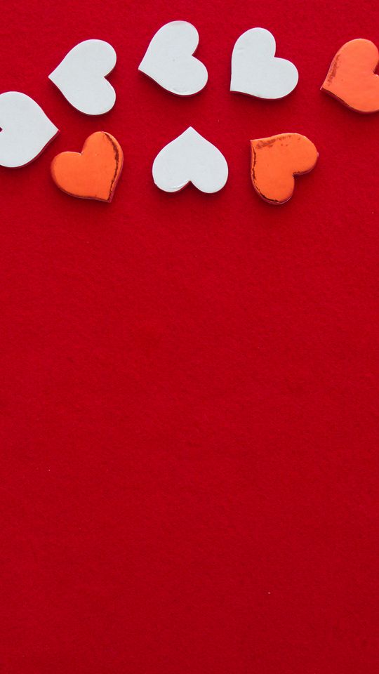 540x960 Wallpaper hearts, love, background, white, red