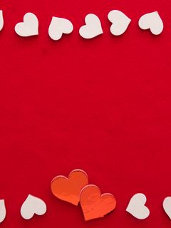 240x320 Wallpaper hearts, love, frame, red, white