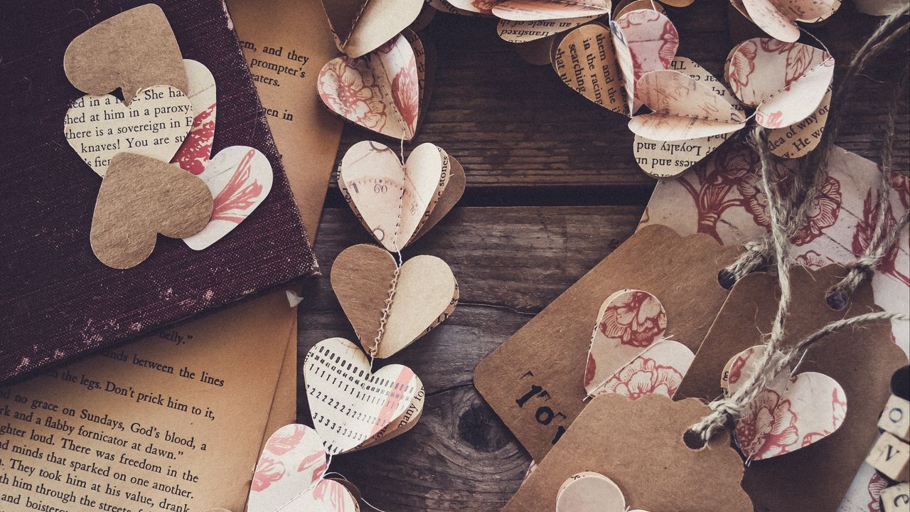 Wallpaper hearts, paper, craft, love