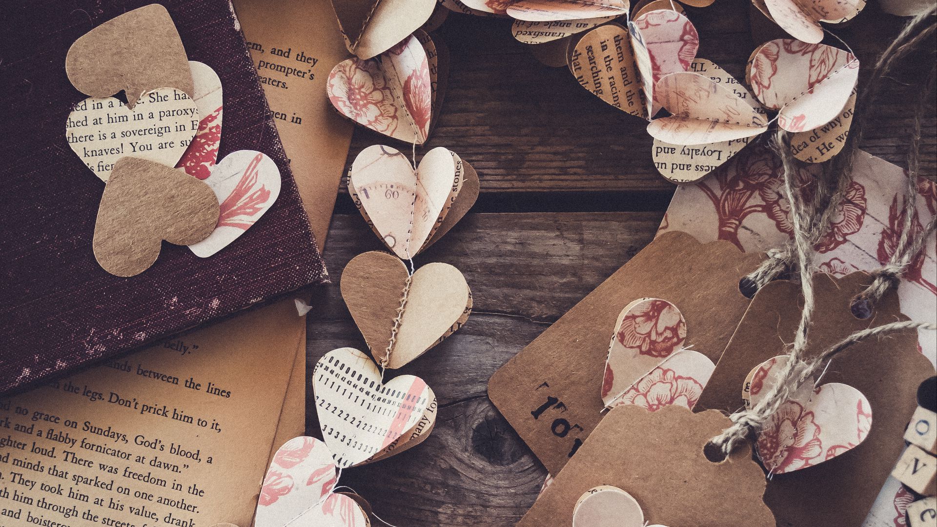 Download wallpaper 1920x1080 hearts, paper, craft, love full hd, hdtv ...