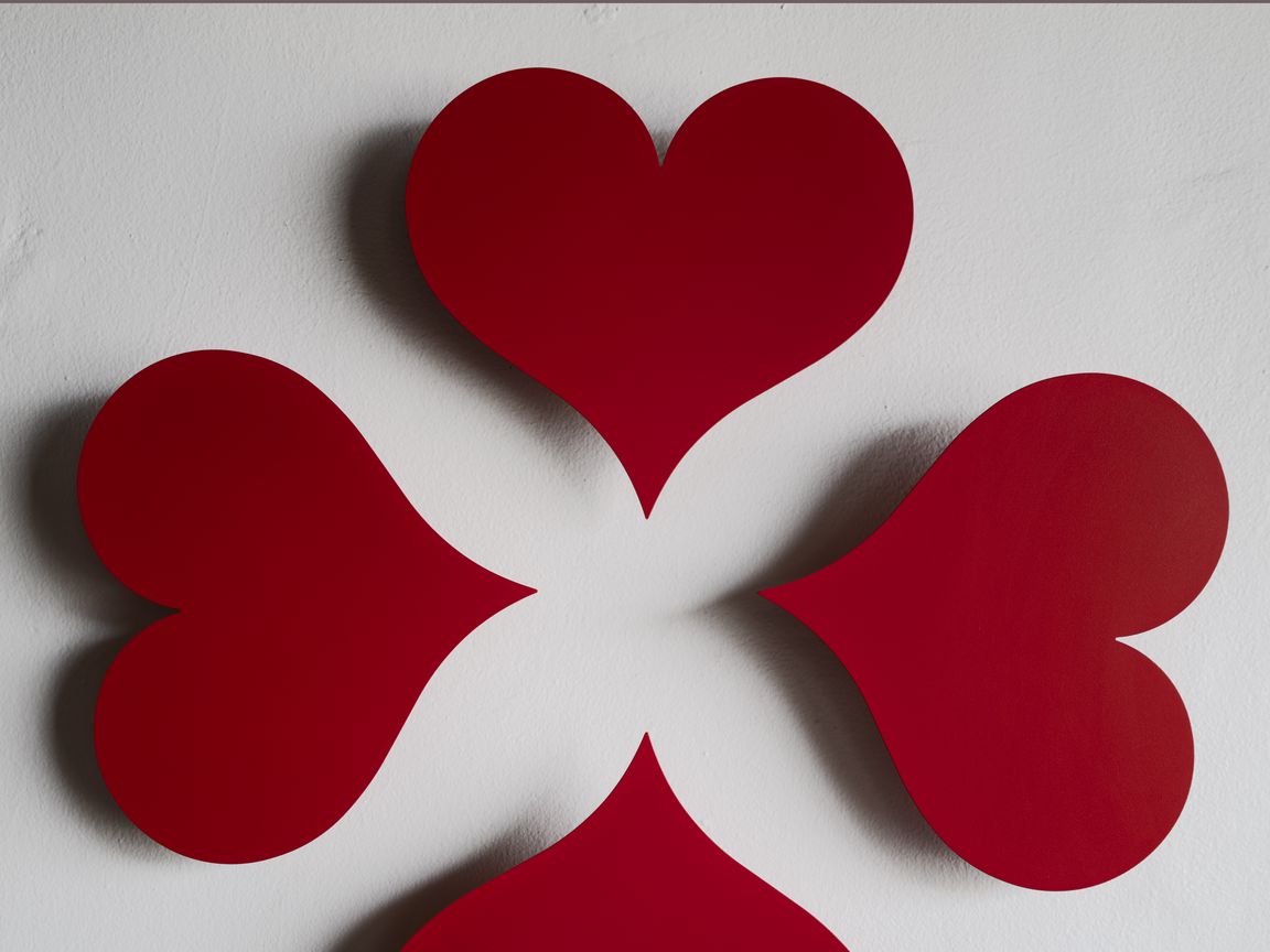 1152x864 Wallpaper hearts, paper, red, white