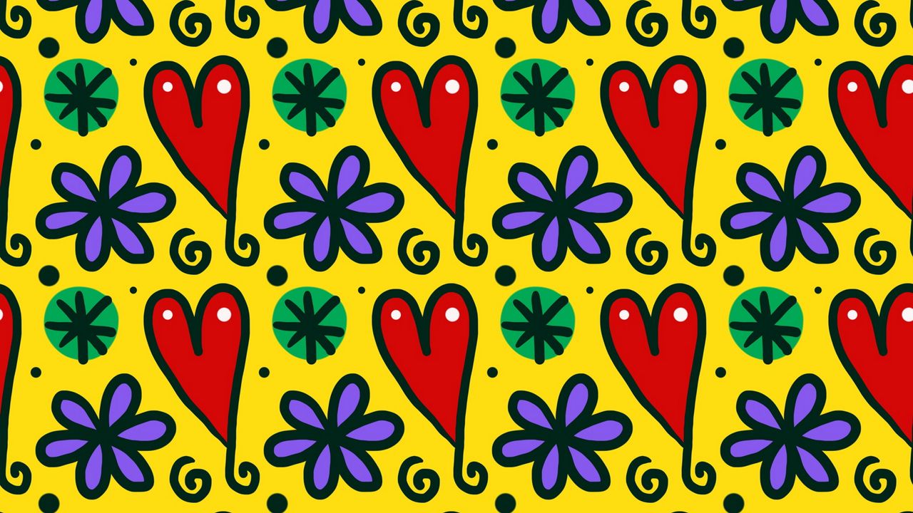 Wallpaper hearts, patterns, art, flowers, snowflakes