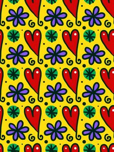 Preview wallpaper hearts, patterns, art, flowers, snowflakes