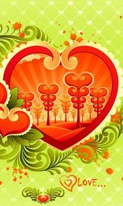 Preview wallpaper hearts, patterns, colorful, green, red