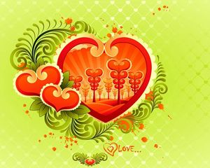 Preview wallpaper hearts, patterns, colorful, green, red