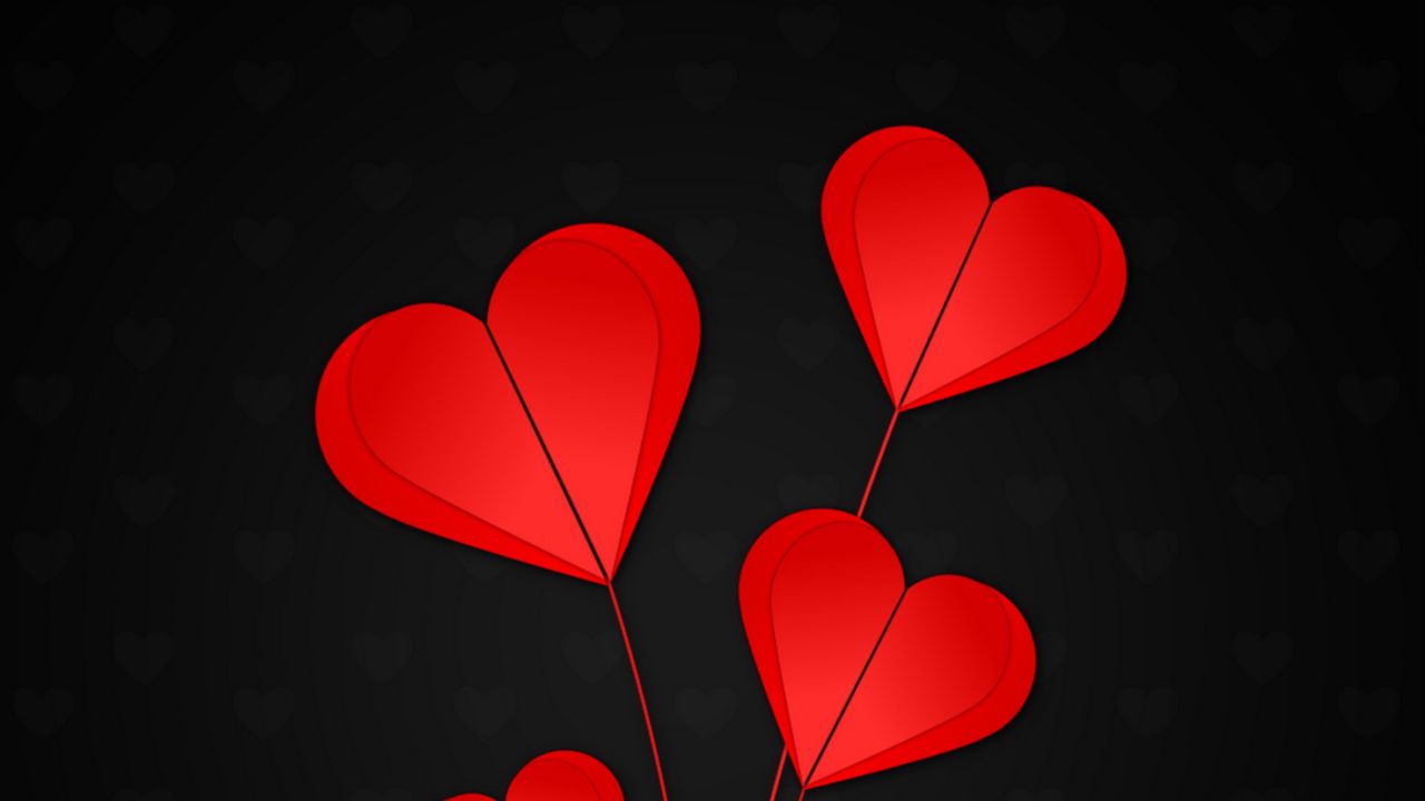 Wallpaper hearts, red, black background