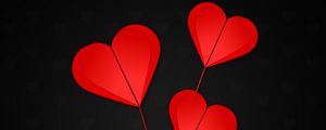 Preview wallpaper hearts, red, black background