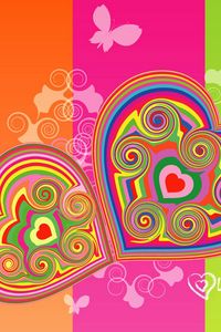 Preview wallpaper hearts, stripes, colorful