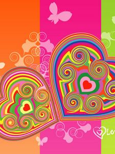 Preview wallpaper hearts, stripes, colorful