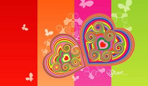 Preview wallpaper hearts, stripes, colorful