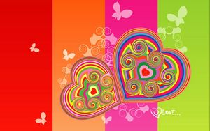 Preview wallpaper hearts, stripes, colorful